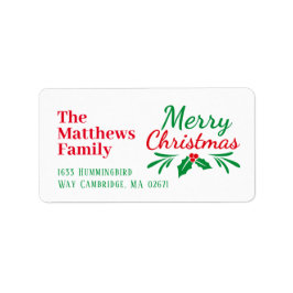 God jul Chic Hand Lettered Helgdag-etikett Adressetikett