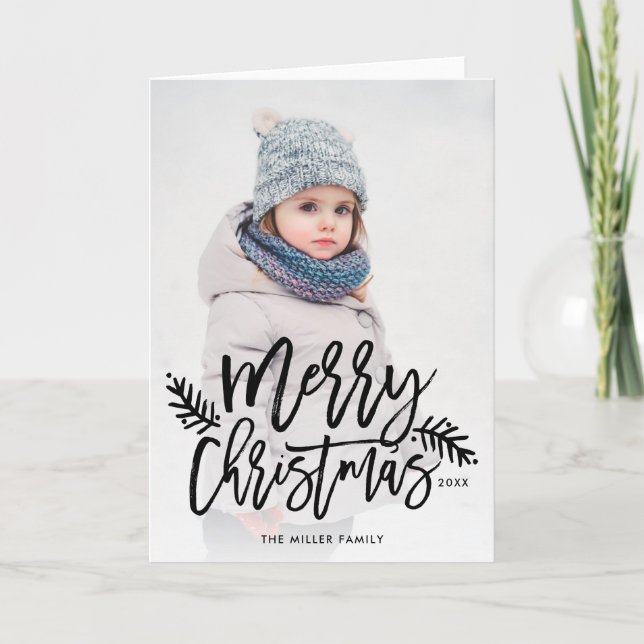 God jul Chic Hand Lettered Helgdag Photo Helgkort (Framsida)