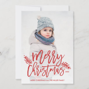 God jul Chic Hand Lettered Helgdag Photo Julkort
