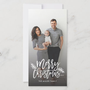 God jul Chic Hand Lettered Helgdag Photo Julkort