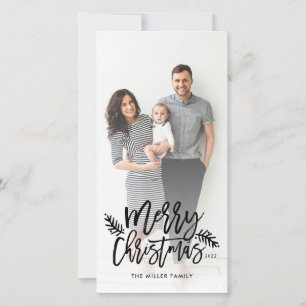 God jul Chic Hand Lettered Photo Julkort