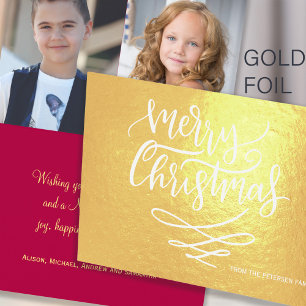 God jul chic, modernt calligraphy-skript folierat kort
