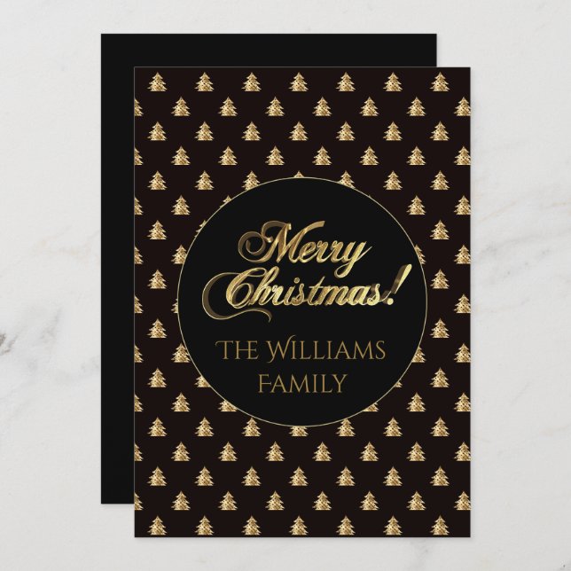 God jul Chic Script Faux Gold Foil Black Inbjudningar (Fram/baksida)