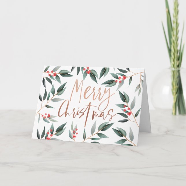 God jul | Chic Vinter Sage Foliage & Berry Helgkort (Framsida)
