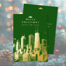 God jul Chicago Grönt Foil Helgdag Card