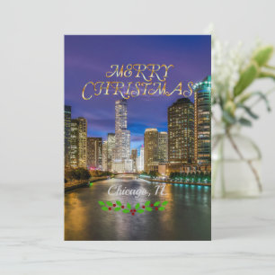 God jul, Chicagofloden vid solnedgång Julkort