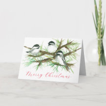 God jul Chickadee Birds i Träd