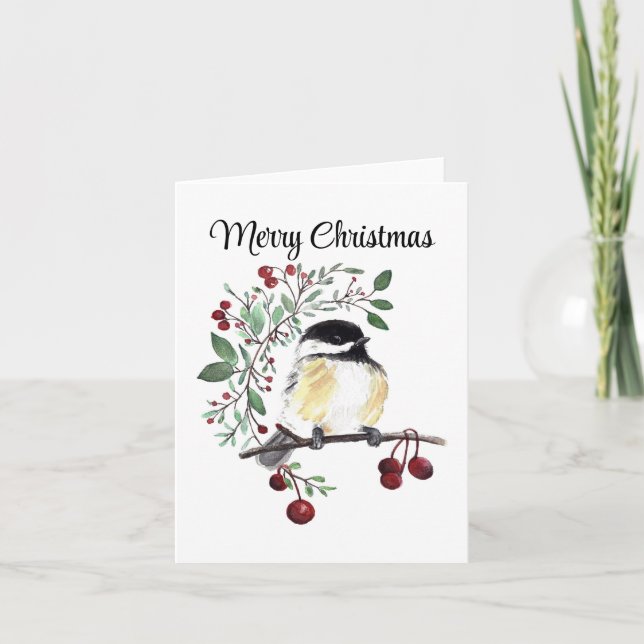 God jul Chickadee Helgdag Card Kort (Framsida)