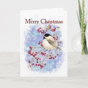 God jul Chickadee Winter Bird Scripture Helgkort