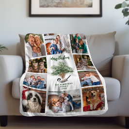God jul Chickadees Family Photo Collage Fleecefilt