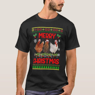 God jul Chicken Santa Hat Ljus Julafton 12 T Shirt