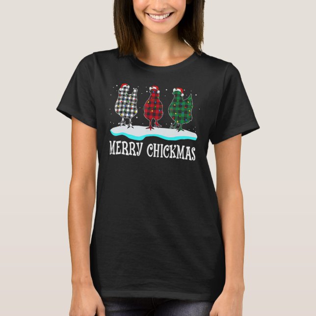 God jul Chicken Santa Hat Ljus Julafton 2 T Shirt (Framsida)