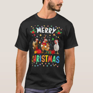 God jul Chicken Santa Hat Ljus Julafton Ho T Shirt