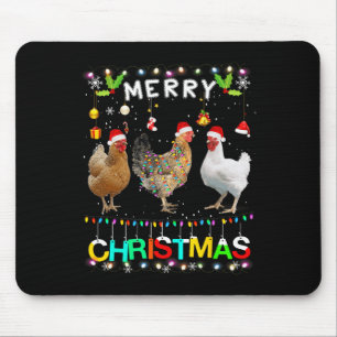 God jul Chicken Santa Hat Ljus Julafton Roligt Musmatta