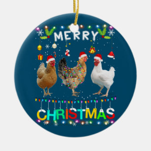 God jul Chicken Shirt Santa Hat Ljus Xma Julgransprydnad Keramik