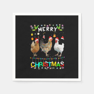 God jul Chicken Shirt Santa Hat Ljus Xma Pappersservett