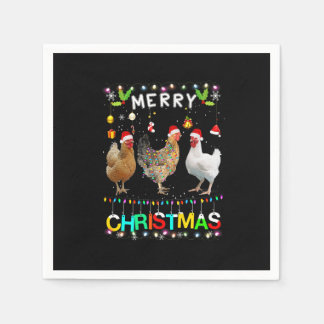 God jul Chicken Shirt Santa Hat Ljus Xma Pappersservett