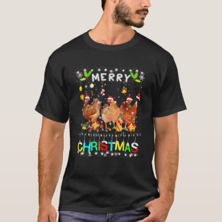 God jul Chicken Shirt Santa Hat Ljus Xma T