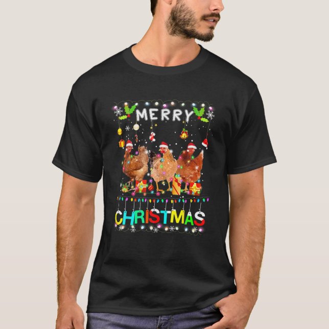 God jul Chicken Shirt Santa Hat Ljus Xma T (Framsida)