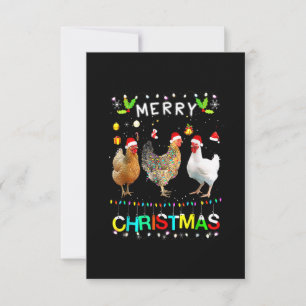God jul Chicken Shirt Santa Hat Ljus Xma Tack Kort