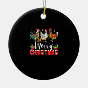 God jul Chicken Shirts Funny Santa Hat Lig Julgransprydnad Keramik
