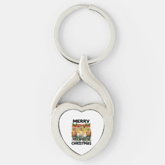God jul Chicken T shirt, Chicken Twisted Heart Silverfärgad Nyckelring