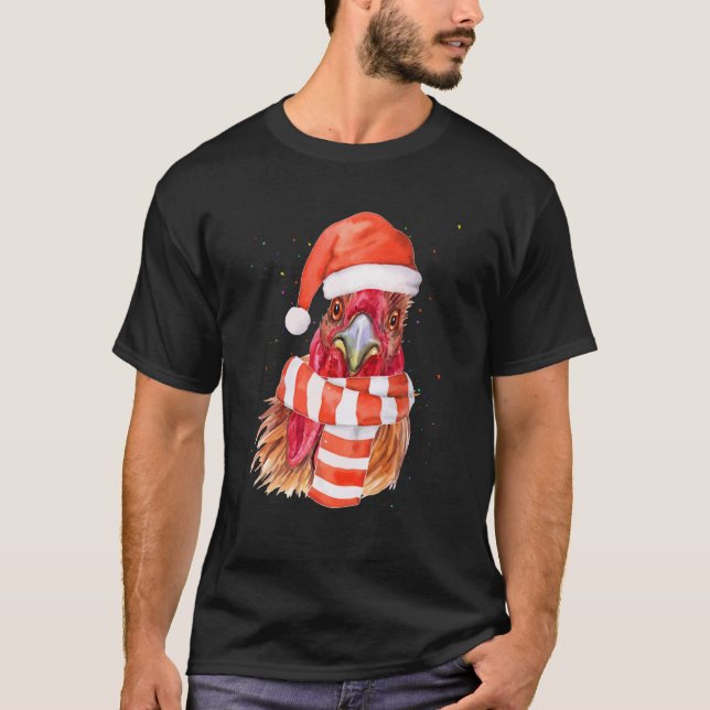god jul Chicken Ugly Sweater Jultomten X T Shirt (Framsida)