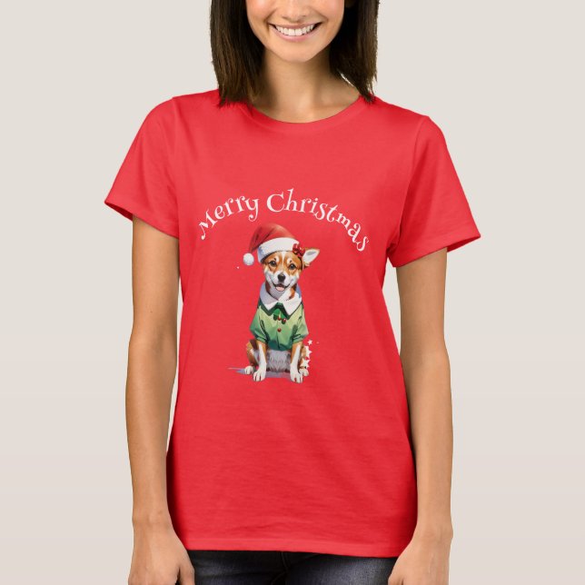 God jul Chihuahua Elf T Shirt (Framsida)