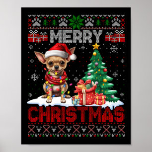 God jul Chihuahua Hund älskare-familjen Ugly Xm Poster