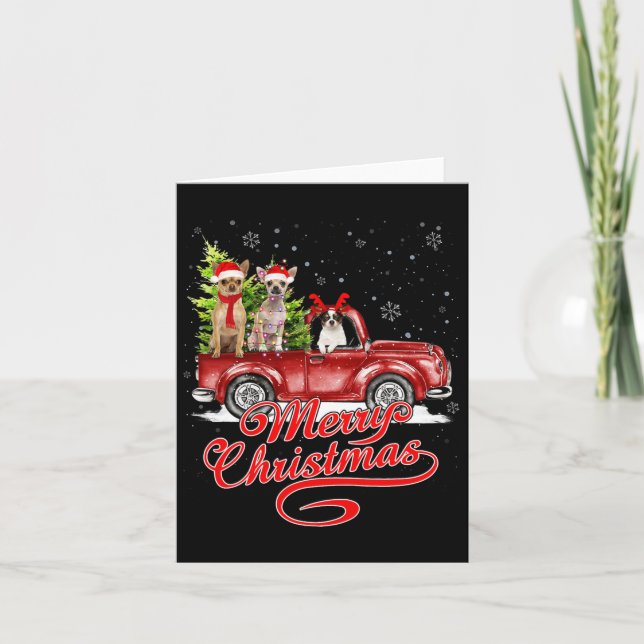 God jul Chihuahua Hund älskare Santa Reindeer Kort (Framsida)