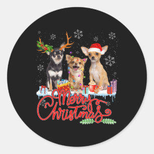 God jul Chihuahua Hundar Santa Reindeer Ligh Runt Klistermärke
