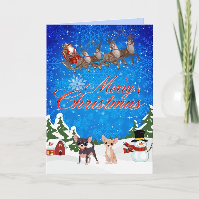 God jul Chihuahua med Santa Helgkort (Framsida)