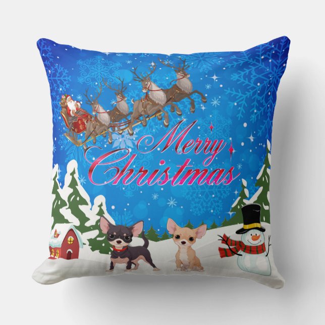 God jul Chihuahua med Santa Kudde (Framsida)