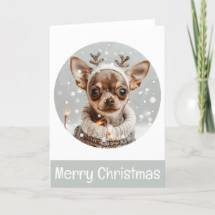 God jul Chihuahua Reindeer Hund Helgkort