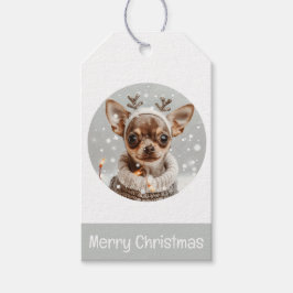 God jul Chihuahua Reindeer Hund Presentetikett