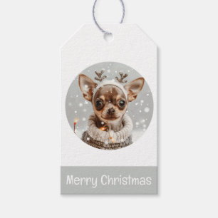 God jul Chihuahua Reindeer Hund Presentetikett