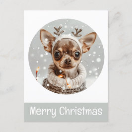 God jul Chihuahua Reindeer Hund Vykort