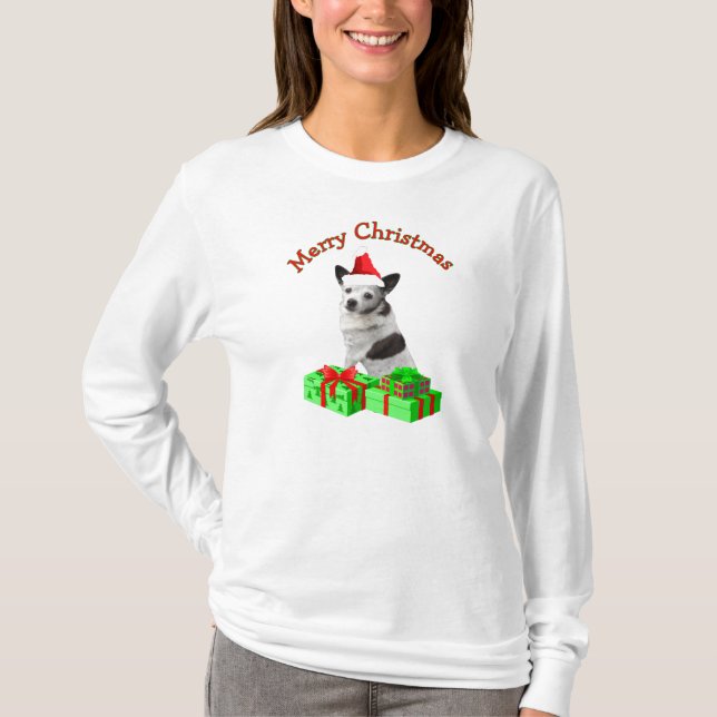 God jul Chihuahua T-shirt (Framsida)
