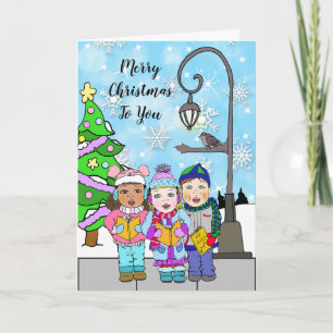 God jul Children Carolers Helgdag Kort