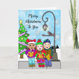 God jul Children Carolers Helgdag Kort