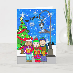 God jul Children Carolers Helgdag Kort