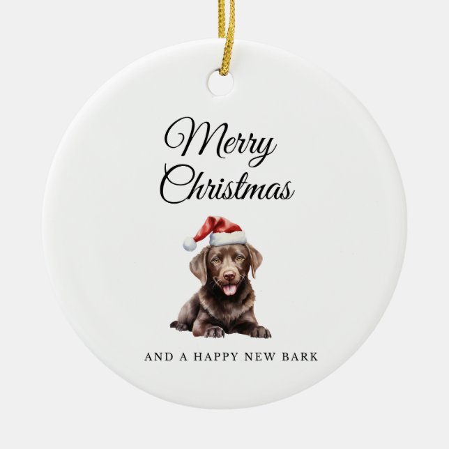 God jul Chocolate Lab keramiska prydnadsföremål Julgransprydnad Keramik (Framsidan)