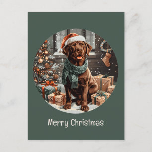 God jul Chocolate Labrador Retriever Hund Helg Vykort