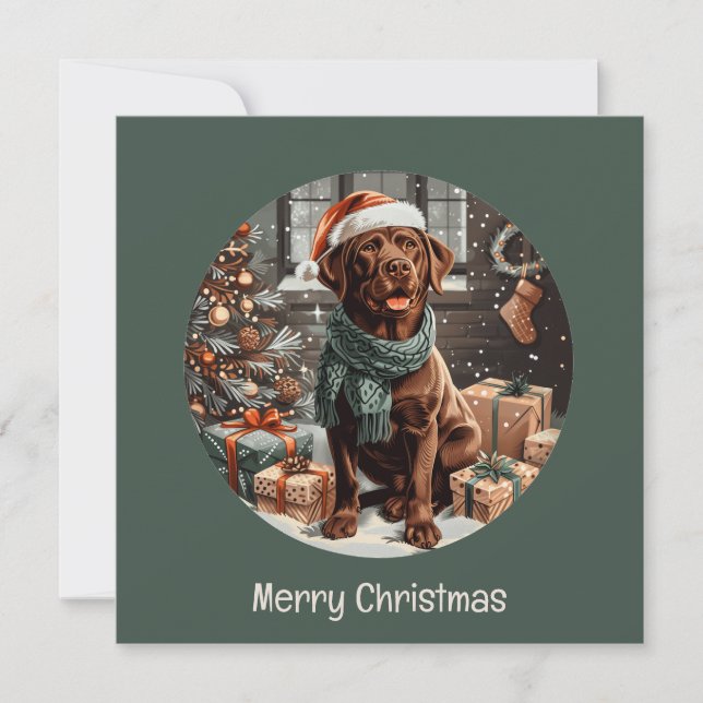 God jul Chocolate Labrador Retriever Hund Julkort (Framsida)