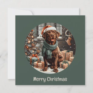 God jul Chocolate Labrador Retriever Hund Julkort