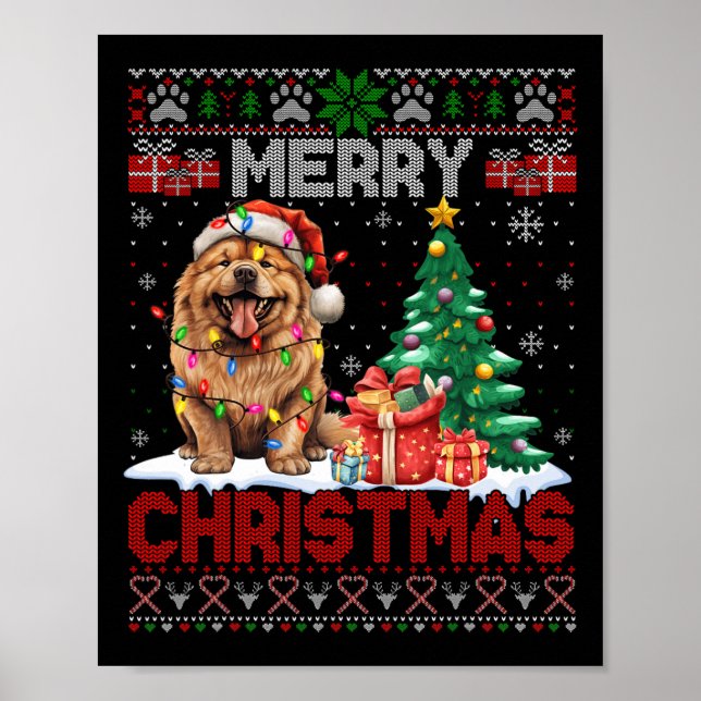 God jul Chow Chow Hund älskare Family Ugly Xm Poster (Framsidan)