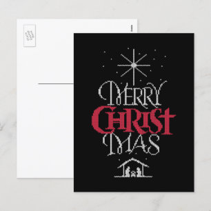 God jul Christian Calligraphy Lettering Helg Vykort