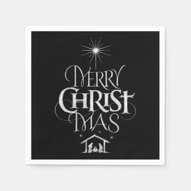 God jul Christian Chalkboard Calligraphy Pappersservett (Framsidan)