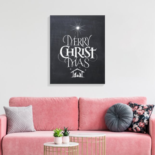 God jul Christian Jesus Gud Black Chalk Canvastryck (Insitu (Vardagsrum))