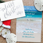 God jul Christian Scripture Beach Thmet Folierat Kort<br><div class="desc">Julkort med kristen skrift. Välj vitt, grått eller kraft pappert med antingen silver eller guld folie för hälsning på framsidan. Utformningen omfattar två havstjärnorna, eller stjärnfisk, med träd-dekorationer, på framsidan (folie) och inuti. En tropisk bakgrundsbild av stranden innehåller text i två ställen. Skripturen är överst och kan enkelt ändras eller...</div>